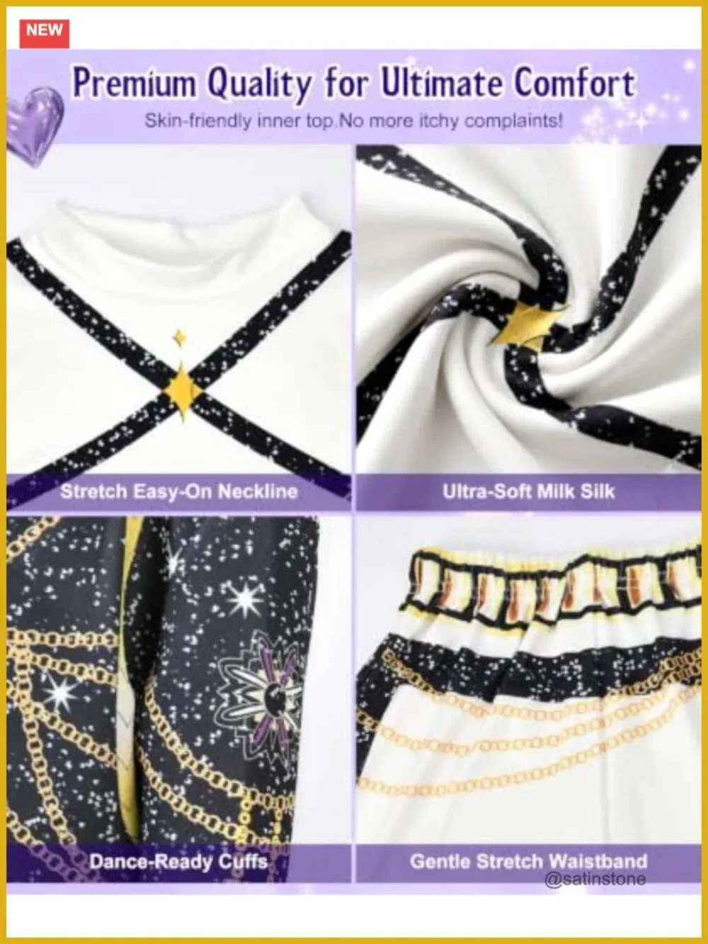Kids Pop Singer Halloween Costume with Purple Braid Cosplay Set